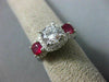 ESTATE LARGE 2.41CT DIAMOND & AAA RUBY 14KT WHITE GOLD 3 STONE ENGAGEMENT RING