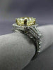 LARGE 3.82CT WHITE & FANCY YELLOW CUSHION DIAMOND 14K WHITE GOLD ENGAGEMENT RING