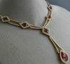 ESTATE LARGE 12.80CT DIAMOND & AAA RHODOLITE 18K ROSE GOLD 3D TEAR DROP NECKLACE