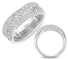 1.05CT DIAMOND 14KT WHITE GOLD 3D MULTI ROW CRISS CROSS LOVE ANNIVERSARY RING