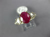 WIDE 2.48CT DIAMOND & AAA RUBY 14KT YELLOW GOLD OVAL THREE STONE ENGAGEMENT RING