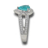 1.8CT DIAMOND & AAA PARAIBA TOURMALINE 18KT WHITE GOLD 3D HALO ENGAGEMENT RING