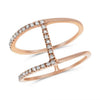 ESTATE .20CT DIAMOND 14KT ROSE GOLD 3D SEMI BAR FUN RING