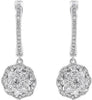 ESTATE .72CT DIAMOND 14KT WHITE GOLD 3D FLOWER HUGGIE HANGING EARRINGS