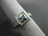 ESTATE .45CT WHITE & BLUE DIAMOND 14KT WHITE GOLD 3D SQUARE HALO PROMISE RING