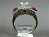 ESTATE LARGE 2.41CT DIAMOND & AAA RUBY 14KT WHITE GOLD 3 STONE ENGAGEMENT RING