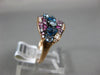 ESTATE 1.63CT DIAMOND & MULTI GEM 14KT ROSE GOLD 3D CLUSTER WAVE FRIENDSHIP RING