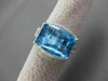 ESTATE WIDE 6.43CTW DIAMOND & AAA BLUE TOPAZ 14KT WHITE GOLD 3D RECTANGULAR RING