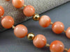 ANTIQUE LONG 14KT YELLOW GOLD BEAD 3D AAA PINK CORAL FILIGREE NECKLACE #25473