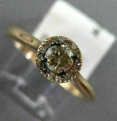 ESTATE .38CT WHITE & CHOCOLATE FANCY DIAMOND 14KT ROSE GOLD HALO ENGAGEMENT RING