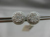 ESTATE LARGE .77CT ROUND DIAMOND 18KT WHITE GOLD 3D CLUSTER HALO STUD EARRINGS