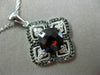 ESTATE 2.83CT WHITE & BLACK DIAMOND & GARNET 14K 2 TONE GOLD OPEN SQUARE PENDANT