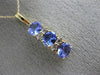ESTATE 1.06CT DIAMOND & AAA TANZANITE 14KT YELLOW GOLD 3 STONE JOURNEY PENDANT