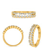 .47CT DIAMOND 14K YELLOW GOLD 3D ROUND & BAGUETTE 2 ROW WEDDING ANNIVERSARY RING