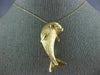 ANTIQUE LARGE AAA RUBY 14KT YELLOW GOLD HAPPY DOLPHIN BROOCH PIN PENDANT #2106