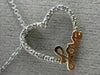 ESTATE .02CT DIAMOND 14KT WHITE & ROSE GOLD 3D OPEN HEART LOVE FLOATING PENDANT