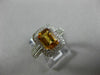 ESTATE  2.14CT DIAMOND & AAA CITRINE 14KT WHTIE GOLD DOUBLE HALO ENGAGEMENT RING