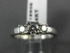 ESTATE .56CT ROUND DIAMOND 14KT WHITE GOLD 3 STONE SQUARE ENGAGEMENT RING #18806