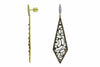 ESTATE LARGE 2.03CT WHITE & MOCHA DIAMOND 14K YELLOW GOLD OPEN FILIGREE EARRINGS