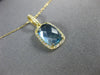 ESTATE 1.96CT DIAMOND & AAA BLUE TOPAZ 14KT YELLOW GOLD RECTANGULAR LOVE PENDANT