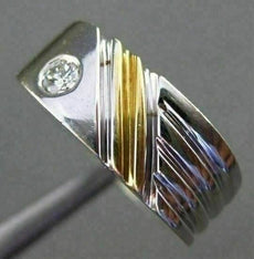 ESTATE WIDE .17CT DIAMOND SOLITAIRE SQUARE  14K W & Y GOLD MENS GYPSY RING #4676