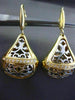 ESTATE LARGE .20CT DIAMOND 14KT TWO TONE GOLD 3D FLEUR DE LIS FILIGREE EARRINGS