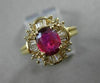 ESTATE WIDE 1.88CT DIAMOND EXTRA FACET RUBY 14K YELLOW GOLD OVAL ENGAGEMENT RING
