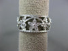 ANTIQUE .42CT DIAMOND 14KT WHITE GOLD 3D FLOWER FILIGREE ETERNITY RING #22243