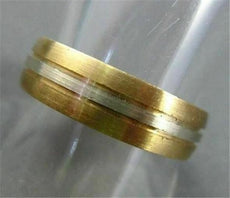 ESTATE WIDE 14KT W&Y GOLD MATT FINISH MENS WEDDING RING SIMPLY BEAUTIFUL  #287