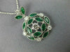 ESTATE LARGE 2.41CT DIAMOND & AAA EMERALD 18K WHITE GOLD CLASSIC FLOWER PENDANT
