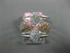 LARGE .40CT WHITE & PINK DIAMOND 18K WHITE & ROSE GOLD FLOWER MULTI ROW FUN RING