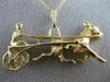 ANTIQUE LARGE 14KT YELLOW GOLD 3D FILIGREE HORSE RIDER RACING PENDANT #19848