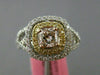 ESTATE LARGE GIA 1.0CT DIAMOND 18K TRI COLOR GOLD 3D CUSHION CUT ENGAGEMENT RING