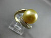 ESTATE LARGE .62CT DIAMOND 14KT YELLOW GOLD 3D GOLDEN SOUTH SEA PEARL SWIRL RING