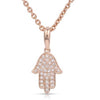 ESTATE SMALL .12CT DIAMOND 14KT ROSE GOLD 3D CHAMSA HAMSA LUCKY FLOATING PENDANT