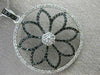 LARGE 1.07CT WHITE & BLACK DIAMOND 14KT TWO TONE GOLD 3D CIRCULAR FLOWER PENDANT