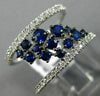 ESTATE WIDE .98CT DIAMOND & AAA SAPPHIRE 14K WHITE GOLD CLUSTER ANNIVERSARY RING