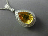 ESTATE 4.48CT DIAMOND & AAA YELLOW SAPPHIRE 14K WHITE GOLD PEAR SHAPE NECKLACE