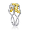 1.02CT WHITE & FANCY YELLOW DIAMOND 18KT 2 TONE GOLD MULTI LEAF ANNIVERSARY RING