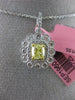 ESTATE GIA 1.36CT WHITE & FANCY YELLOW DIAMOND 18KT WHITE GOLD 3D FLOWER PENDANT