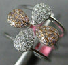 LARGE .41CT WHITE & PINK DIAMOND 18KT TRI COLOR GOLD MULTI ROW FLOWER FUN RING