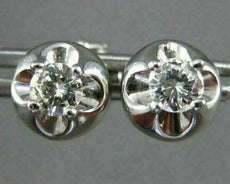 ESTATE LARGE .6CT DIAMOND 18K WHITE GOLD CLASSIC FLOWER SOLITAIRE EARRINGS 6407