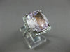 ESTATE X LARGE 10.64CT DIAMOND & AAA KUNZITE 14KT WHITE GOLD FILIGREE HALO RING