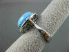ESTATE LARGE .36CTW BLACK & WHITE DIAMOND & AAA TURQUOISE 14KT WHITE GOLD RING