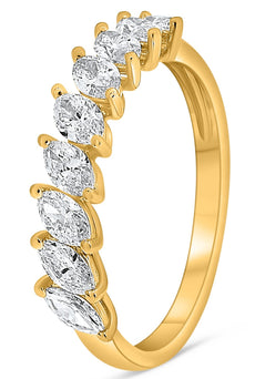 .90CT DIAMOND 14KT YELLOW GOLD MARQUISE SEMI ETERNITY WEDDING ANNIVERSARY RING
