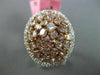 ESTATE EXTRA LARGE 4.23CT MULTI COLOR DIAMOND 18K WHITE & ROSE GOLD 3D OVAL RING