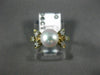 ESTATE .06CT DIAMOND & AAA SOUTH SEA PEARL 14K YELLOW GOLD 3D FLOWER RING 21068