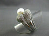 ESTATE LARGE 3.32CT DIAMOND 18KT WHITE GOLD PEARL FLOWER PAVE RING STUNNING!!
