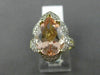 LARGE 4.64CT DIAMOND & AAA PEAR MORGANITE 14K 2 TONE GOLD FLOWER ENGAGEMENT RING
