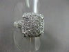 ESTATE LARGE 1.13CT DIAMOND 14KT WHITE GOLD PAVE FILIGREE SQUARE RING BEAUTIFUL!